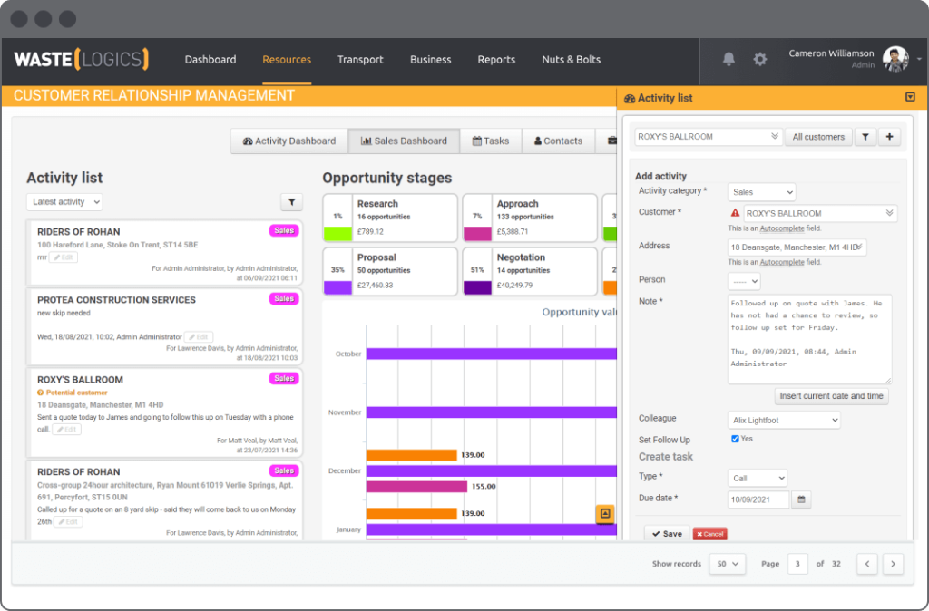 waste logics dashboard